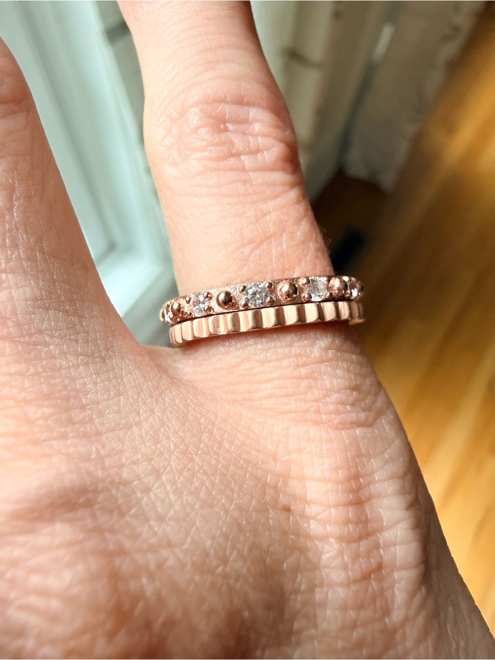 FREIDA ROTHMAN Stackable Rings - Size 5 (sterling silver with rose gold plating) - Picture 2 of 4